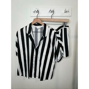 Nordstrom Shimera Stripe Short Pajama Set Medium in Black and White